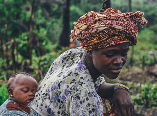 Mother and baby cassava farming