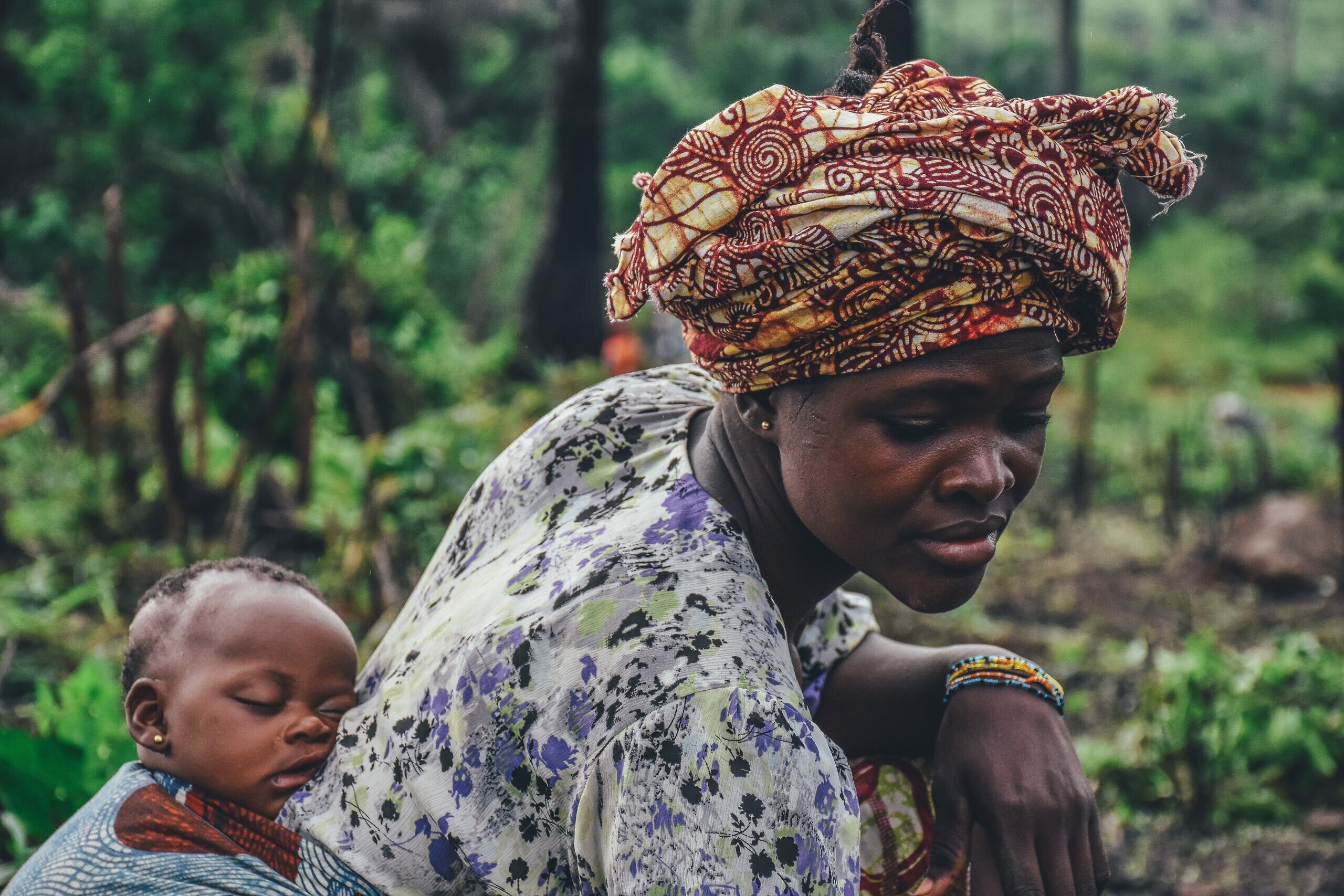 Mother and baby cassava farming